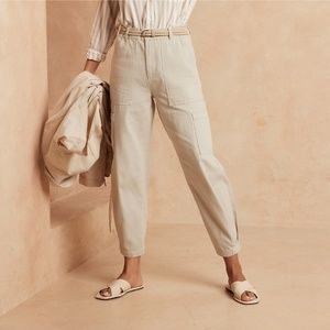 Banana Republic Cargo Pants High Raise Cotton Cream Sz P 00-2